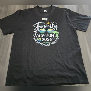 NEW 4 Pack Of Family Vacation 2026 Black Graphic Tee Shirts. LARGE MEDIUM